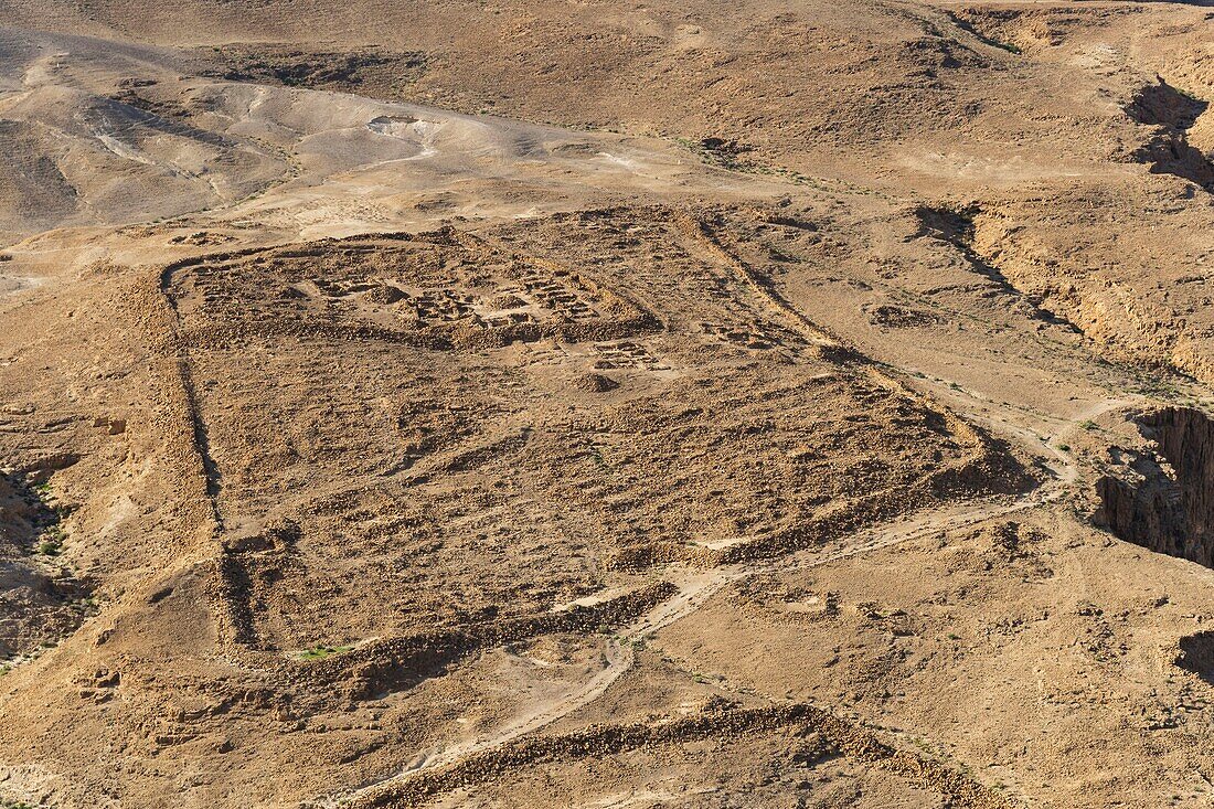 Israel, South District, Roman sqaure view from Masada area and citadel at the World Heritage of UNESCO