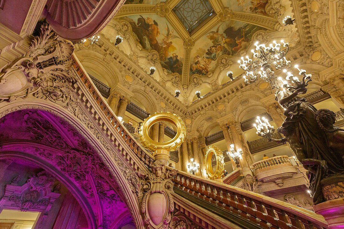 Frankreich, Paris, Opernhaus Garnier (1878) unter dem Architekten Charles Garnier im eklektischen Stil, die große Treppe