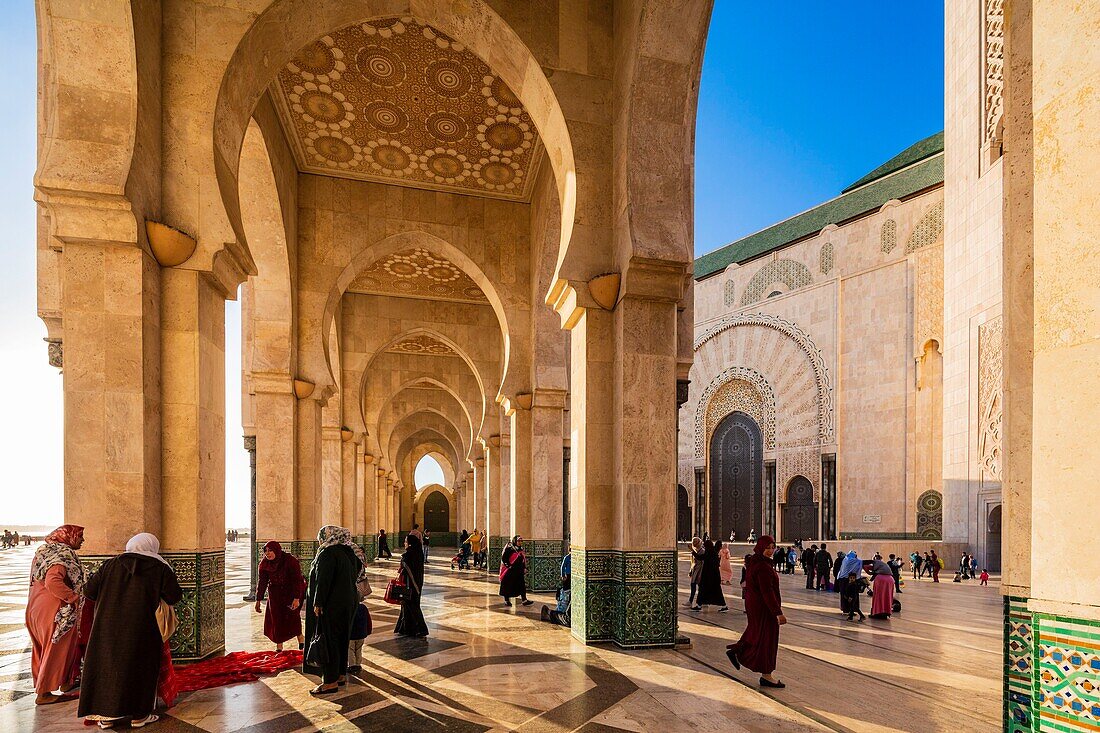 Morocco, Casablanca, the forecourt of the Hassan II mosque