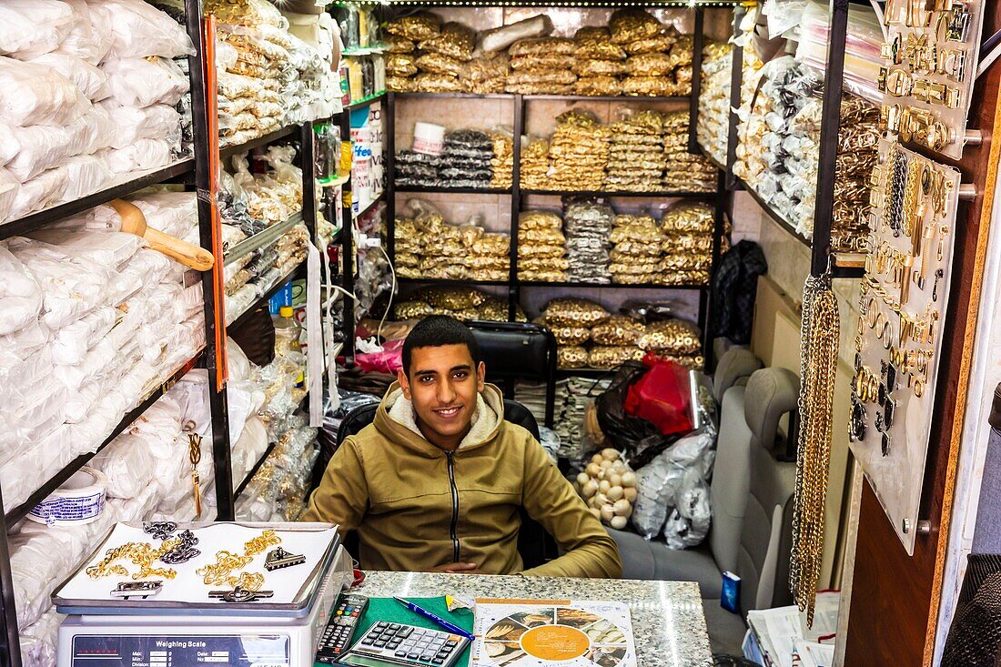 Morocco, Casablanca, old medina, trinkets shop