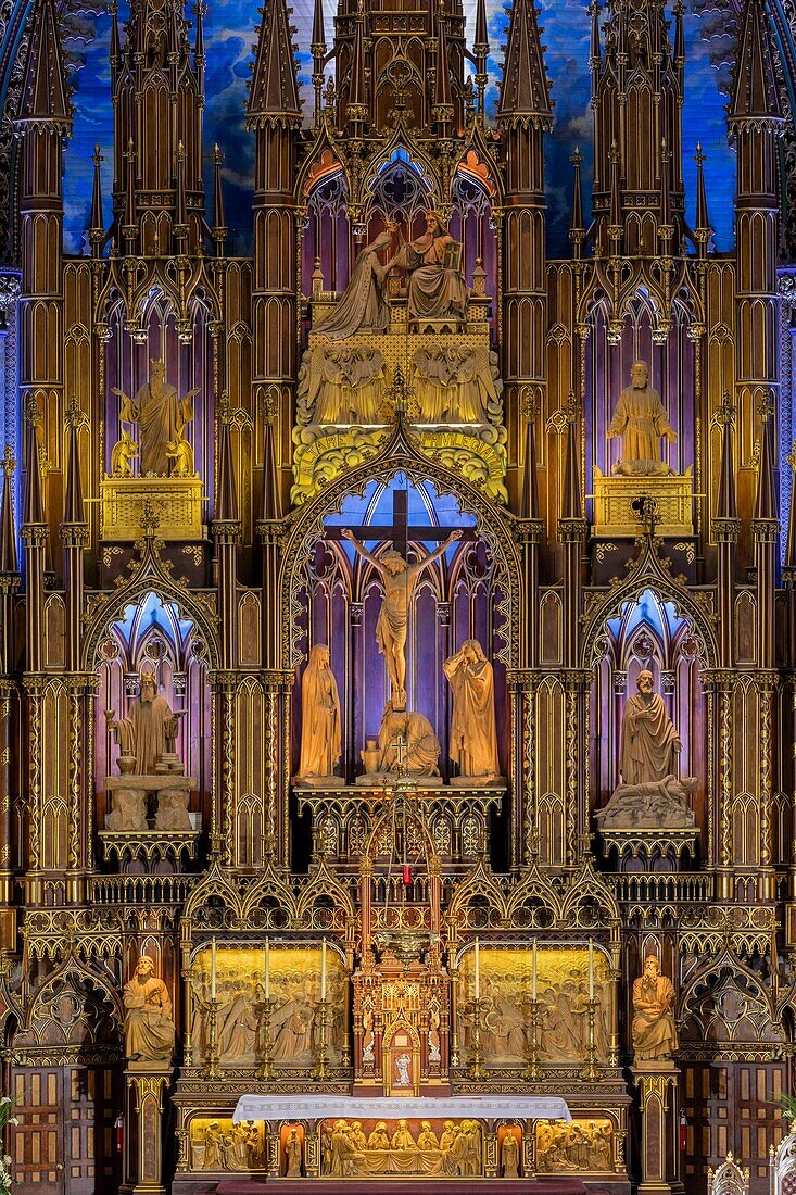 Canada, Quebec province, Montreal, Notre-Dame Cathedral Basilica, Colorful Choir