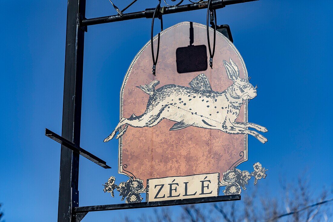 Canada, Quebec province, Mauricie region, Shawinigan and surrounding area, the village of Sainte-Flore in Grand-Mère, road signs, Zélé restaurant sign