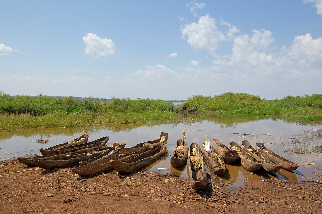 Burundi, Bugesera, northern lakes, pirogue