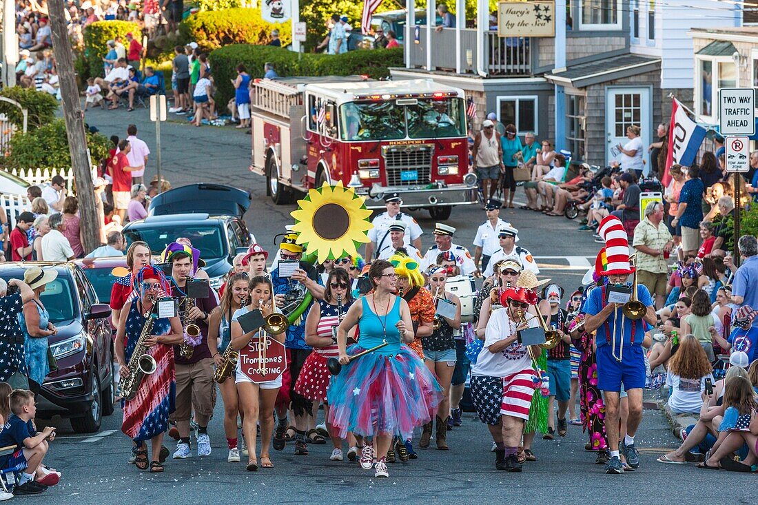 United States, New England, Massachusetts, Cape Ann, Rockport, Rockport Fourth of July Parade, the Rockport All-Clown Marching Band