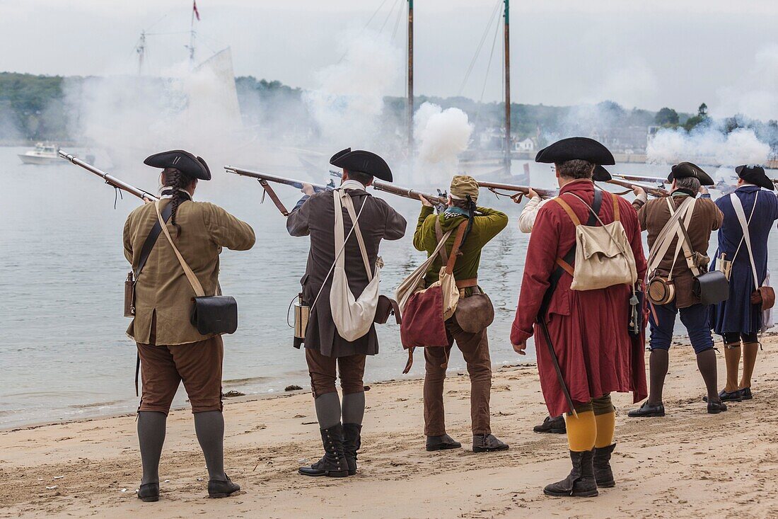 United States, New England, Massachusetts, Cape Ann, Gloucester, re-enactors of the Battle of Gloucester, August 8-9, 1775, battle convinced the Americans of the need of creating an American Navy to fight against the British