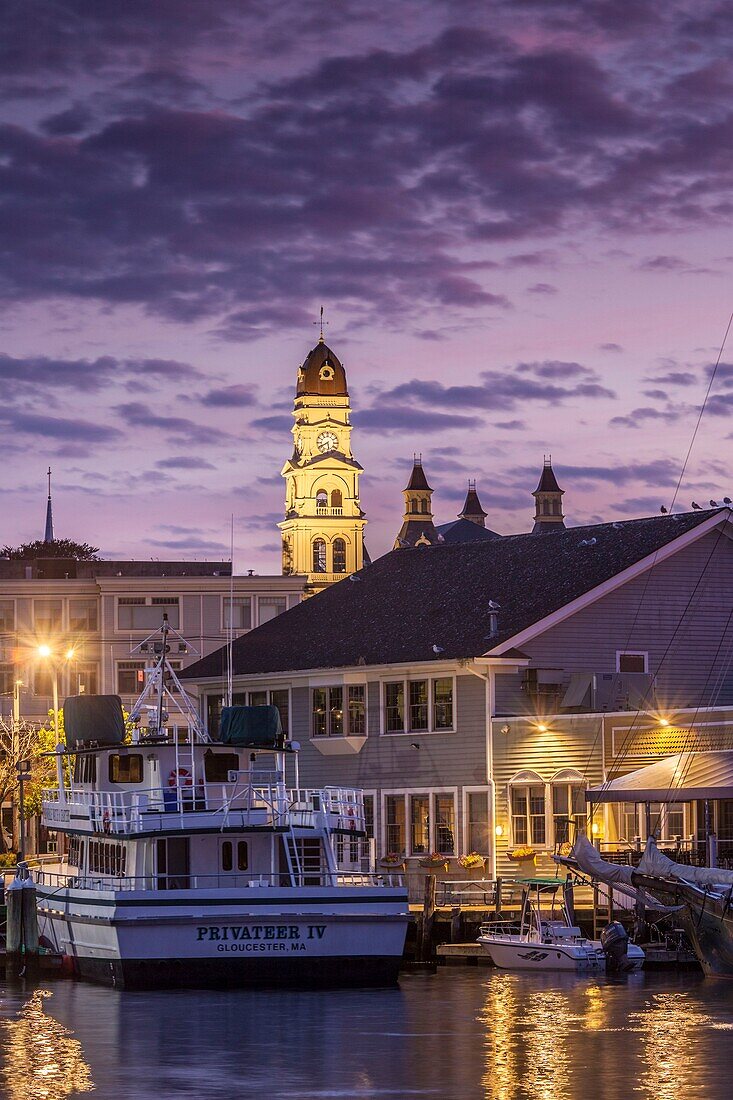 United States, New England, Massachusetts, Cape Ann, Gloucester, Gloucester City Hall, dawn