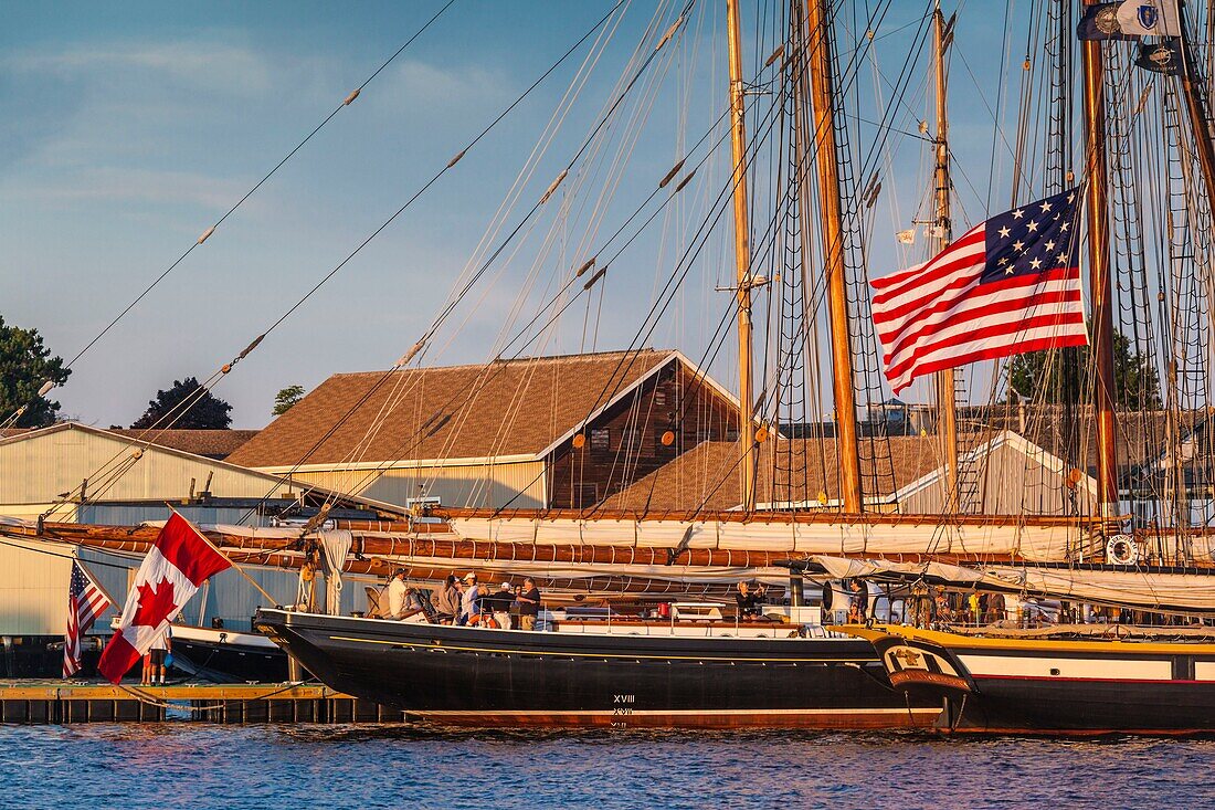 United States, New England, Massachusetts, Cape Ann, Gloucester, Gloucester Schooner Festival, schooners, dusk