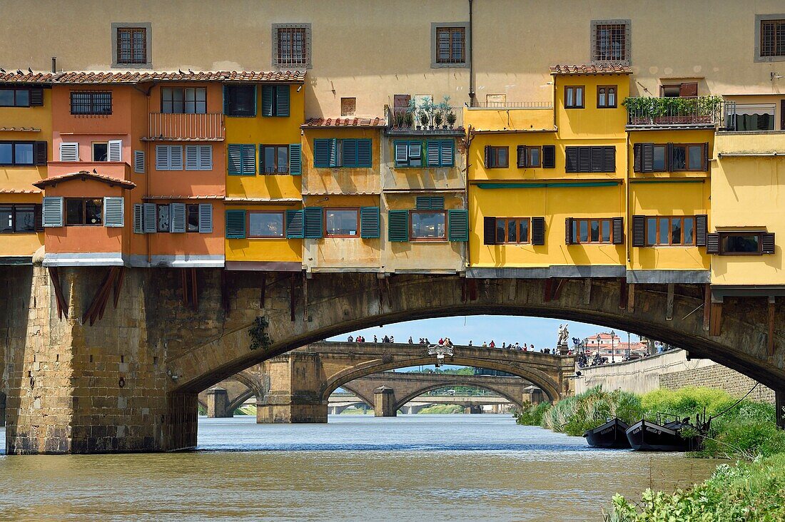 Italien, Toskana, Florenz, von der UNESCO zum Weltkulturerbe erklärt, Ponte Vecchio am Arno