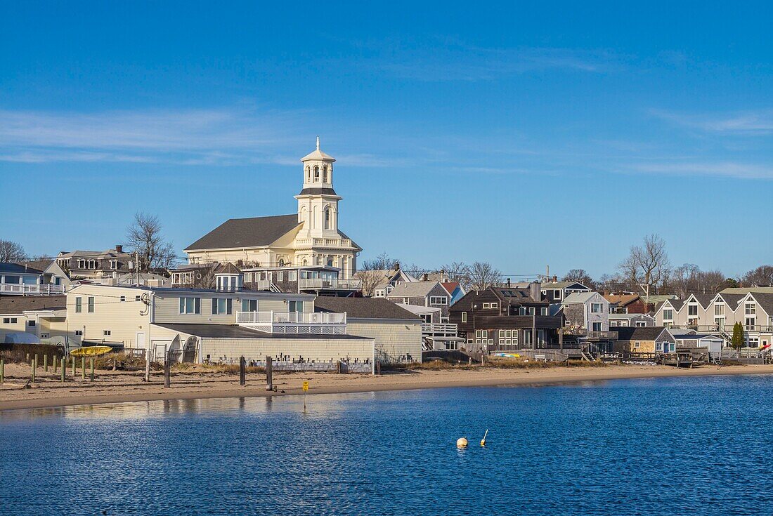 United States, New England, Massachusetts, Cape Cod, Provincetown, harbor view with Provincetown Library