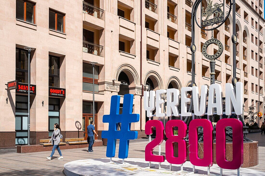 Armenia, Yerevan, Northern avenue, pedestrian and shopping street in the city center, October 2018 marks the 2800th anniversary of the founding of Yerevan