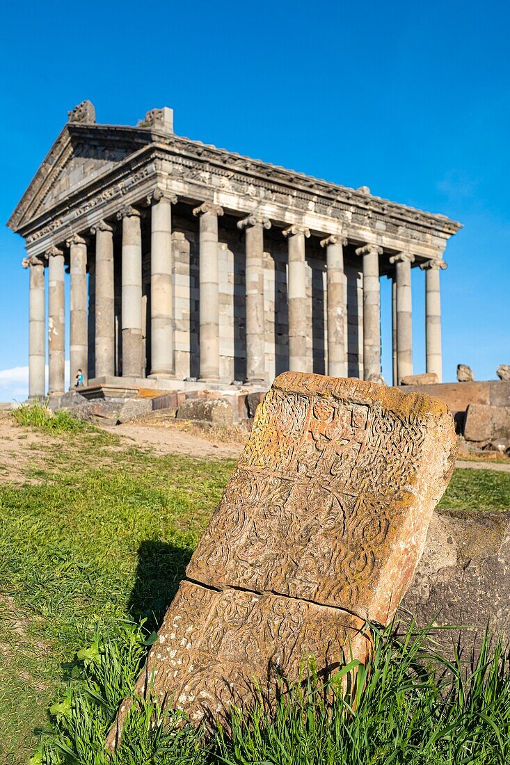 Armenia, Kotayk region, Garni, fortress of Garni, pagan temple of the first century, unique monument of the Hellenistic period in Armenia