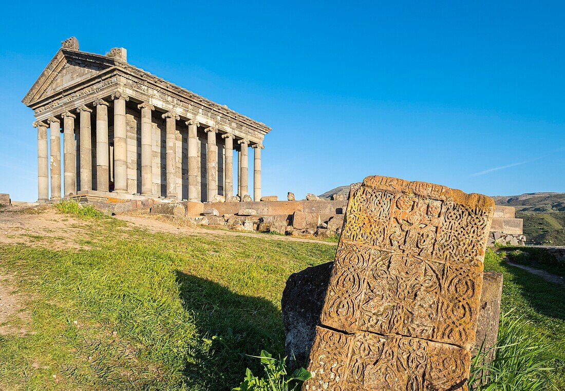 Armenia, Kotayk region, Garni, fortress of Garni, pagan temple of the first century, unique monument of the Hellenistic period in Armenia