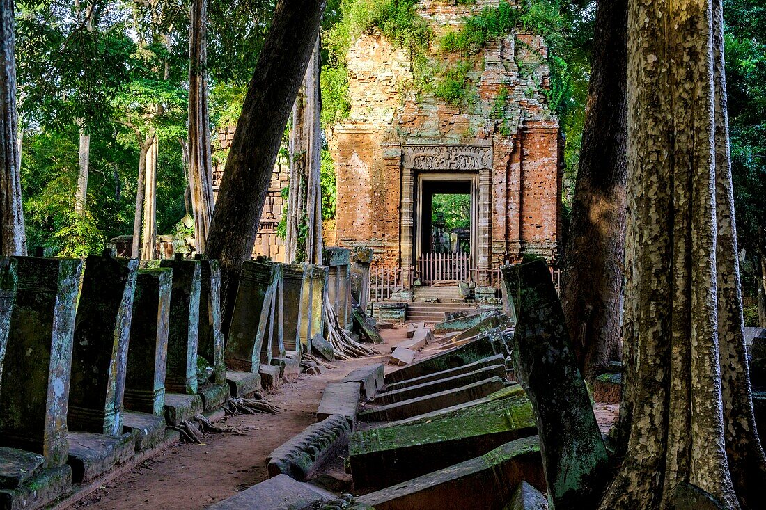 Kambodscha, Provinz Preah Vihear, Tempelkomplex von Koh Ker, 9. bis 12. Jahrhundert, Tempel von Prasat Thom oder Prasat Kompeng