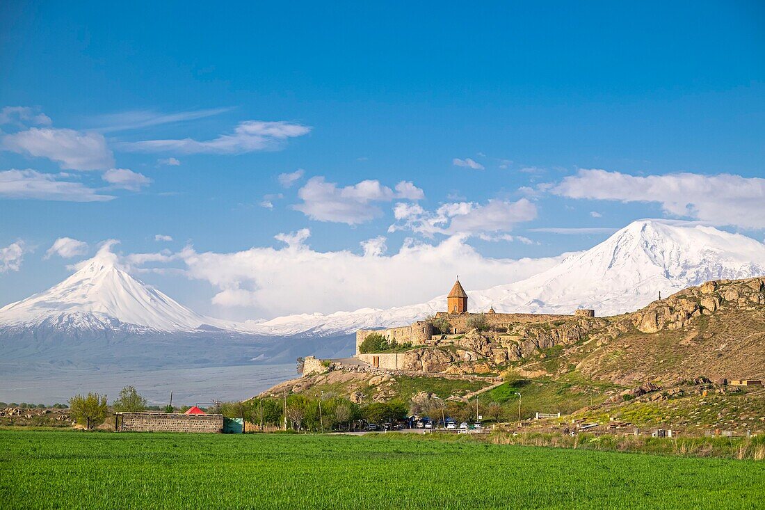 Armenia, Ararat region, Khor Virap monastery and Mount Ararat