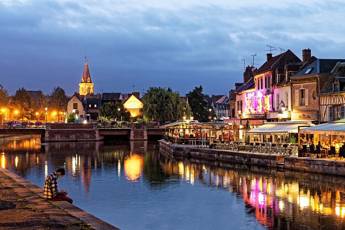 Frankreich, Somme, Amiens, Stadtteil Saint-Leu, Quai Belu am Ufer der Somme