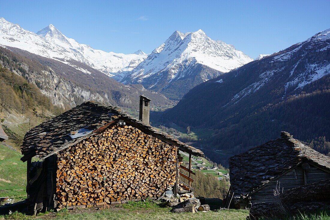 Switzerland, Valais Canton, Val d'Herens, Village of Evolene, Volovron