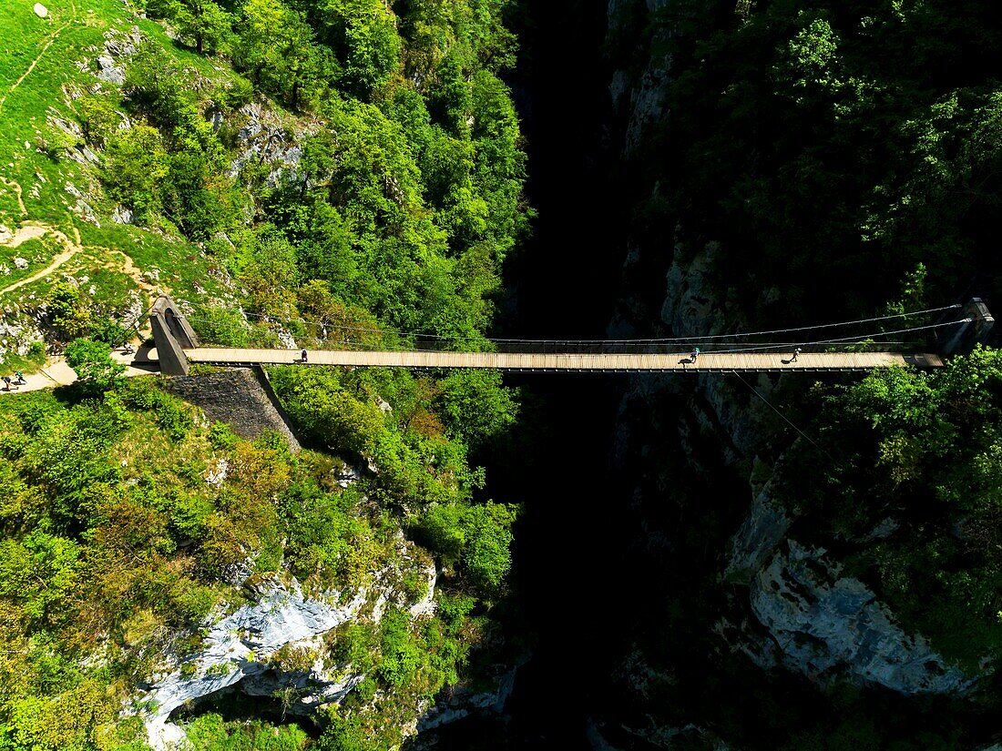 Frankreich, Pyrenees Atlantiques, Baskenland, Haute-Soule-Tal, der Steg von Holzarte, Olhadubi-Schlucht, Gave de Larrau