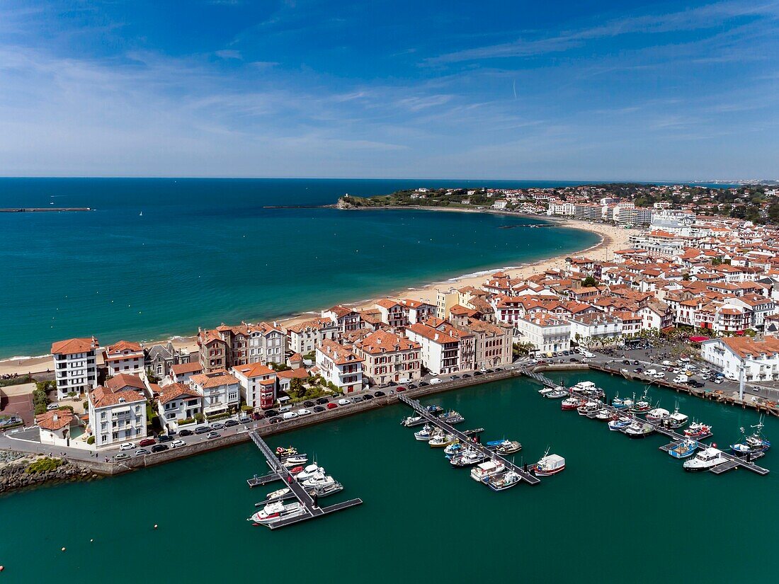 France, Pyrenees Atlantiques, Basque Country, bay of Saint Jean de Luz (aerial view)