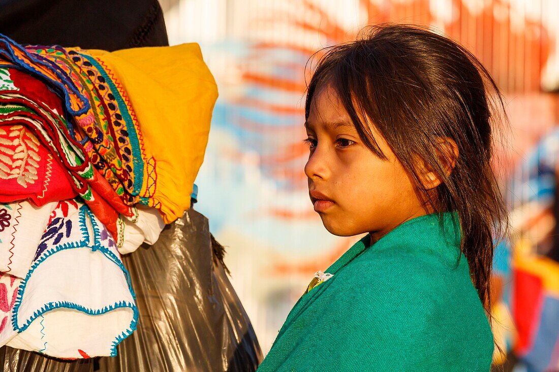 Mexico, Chiapas state, San Cristobal de las Casas, Tzotzil girl portrait