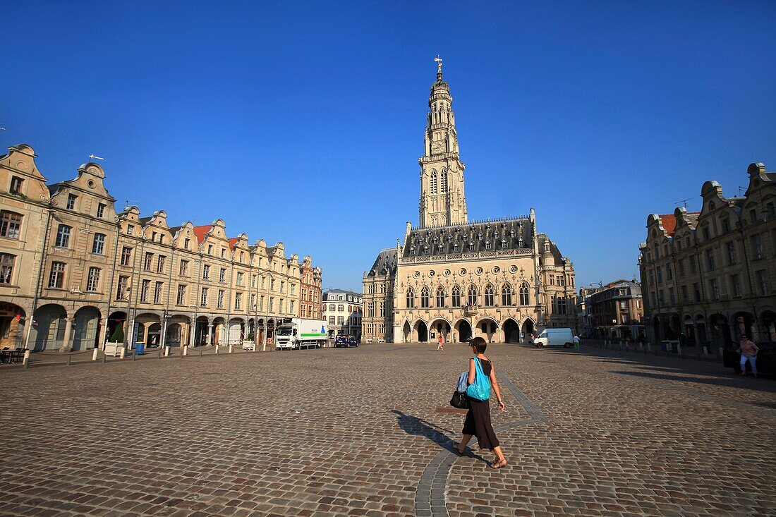 France, Pas de Calais, Arras, Place des Heros in Arras and the Belfry