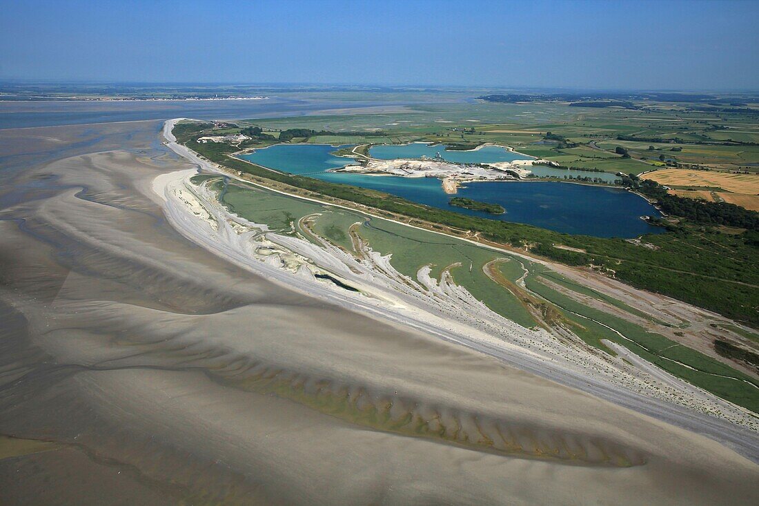 France, Somme, Saint Valery en Somme, Hornu Point in the Bay of Somme (aerial view)