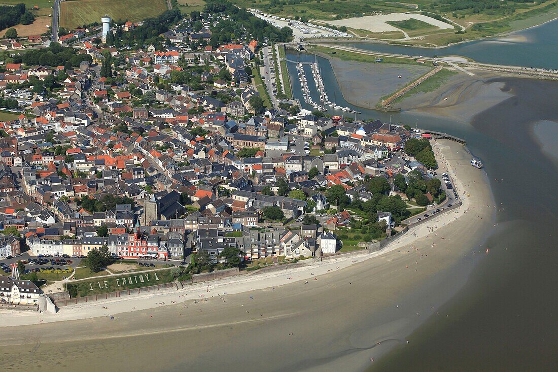 Frankreich, Somme, Le Crotoy und die Bucht von Somme (Luftaufnahme)