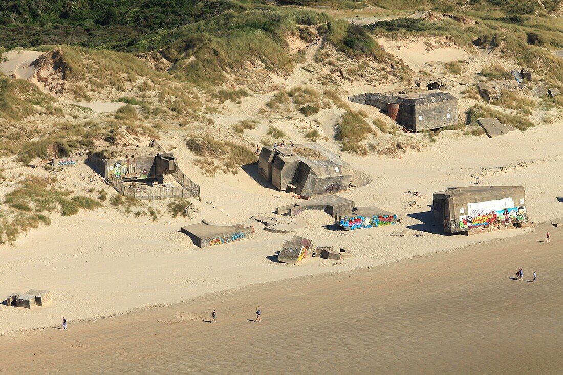 Frankreich, Pas de Calais, Blockhaüs bei Le Touquet an der Opalküste (Luftbild)