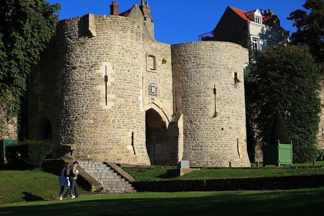 France, Pas de Calais, Boulogne sur Mer, The Gayole Gate at the ramparts of the upper town of Boulogne sur Mer