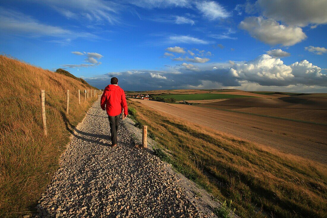 France, Pas de Calais, Escalles, Walk on the trails of Cape Blanc Nez, label Great sites of France