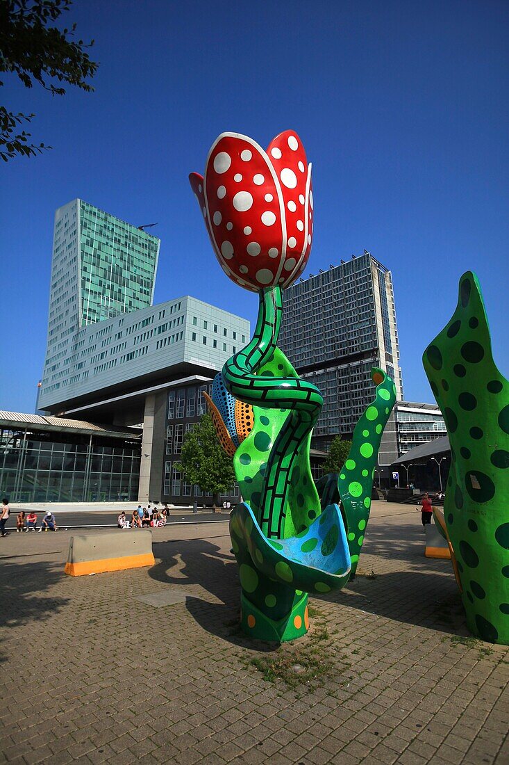 France, Nord, Lille, Euralille district, Esplanade François Mitterrand, The tulips of Shangri La, permanent sculpture of Yayoi Kusama