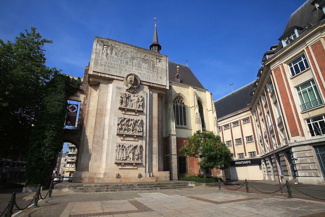 Frankreich, Nord, Lille, Der Rihour-Palast ist ein historisches Monument auf dem Rihour-Platz in Lille