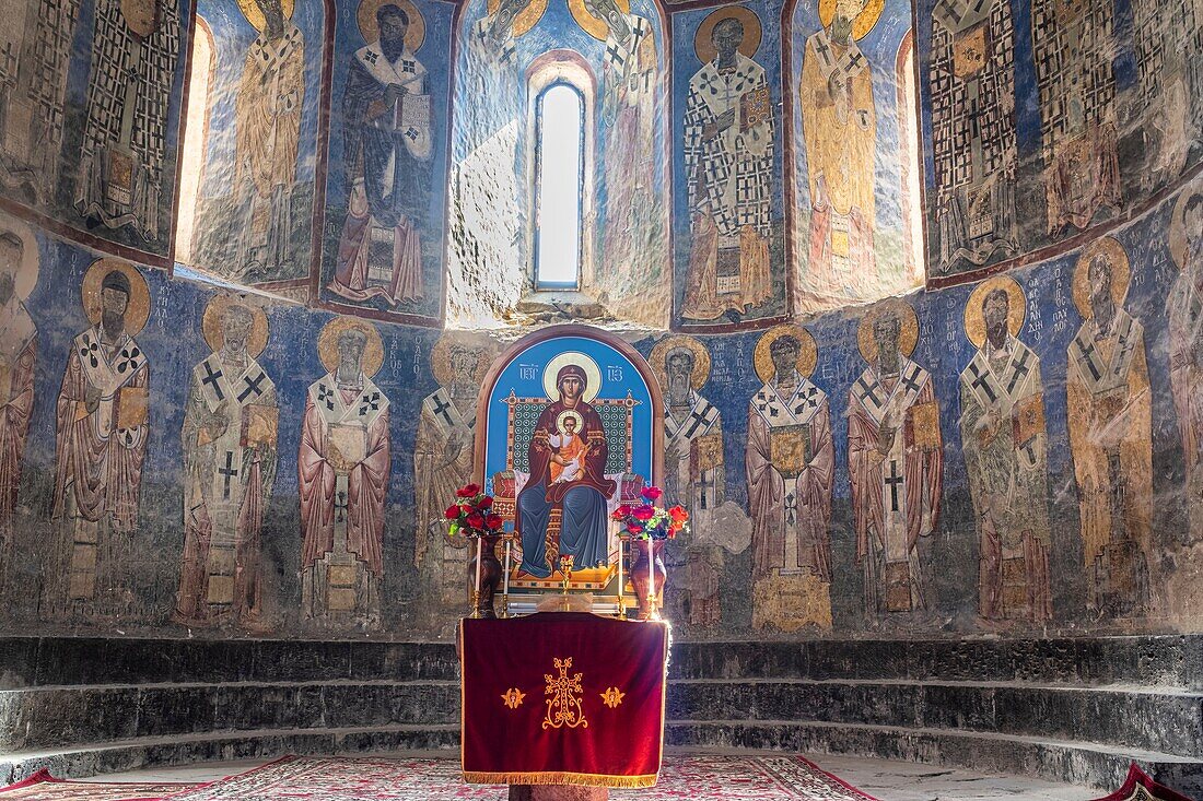 Armenia, Lorri region, Akhtala monastery, 10th-century fortified monastery, Byzantine murals of Surp Astvatsatsin church