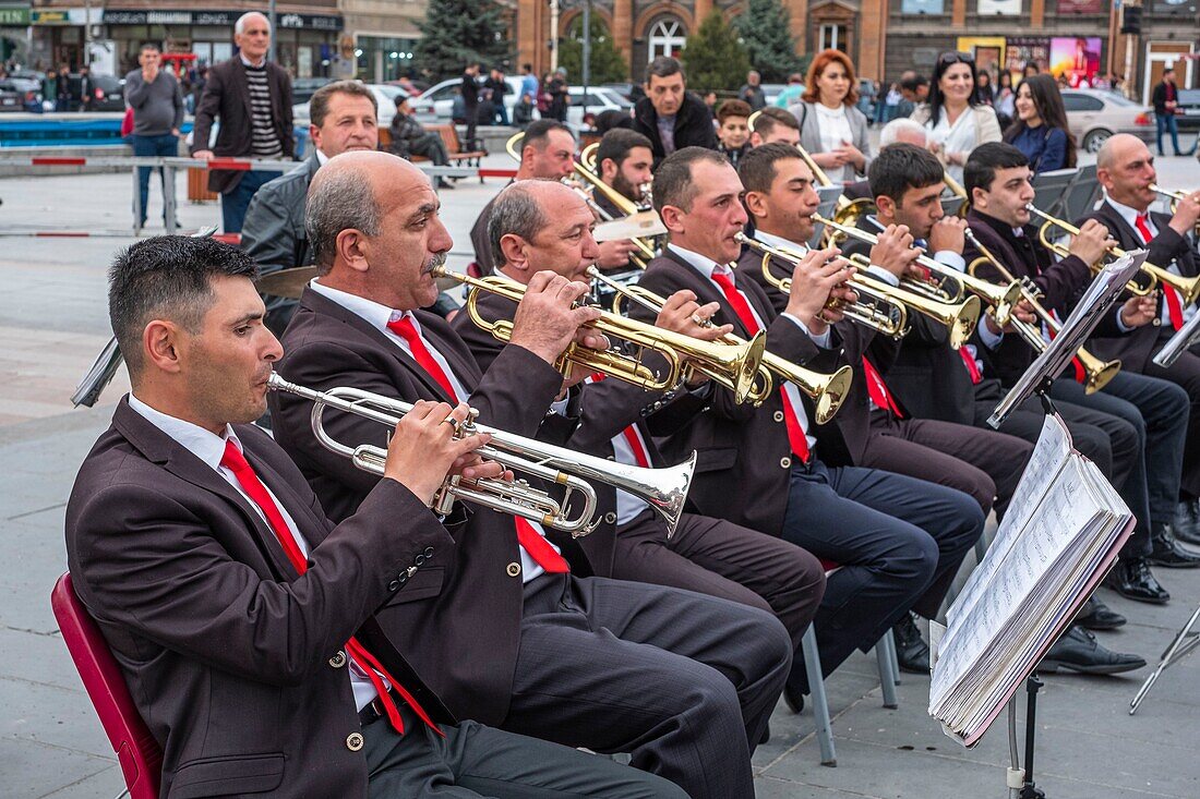 Armenia, Shirak region, Gyumri, historic district or Kumayri, Freedom square or Vartanants square, Victory Day on May 9, celebration of the victory of the Red Army on Nazi Germany in 1945