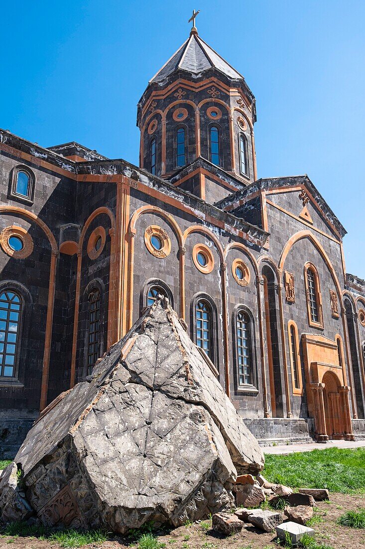 Armenien, Region Schirak, Gjumri, historischer Bezirk oder Kumayri, Allerheiligen- oder Surp-Amenaprkich-Kirche, Turmkuppel beim Erdbeben von 1988 eingestürzt