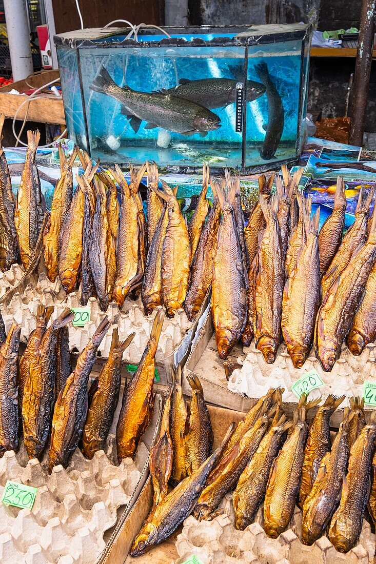 Armenia, Shirak region, Gyumri, historic district or Kumayri, the market, smoked fishes