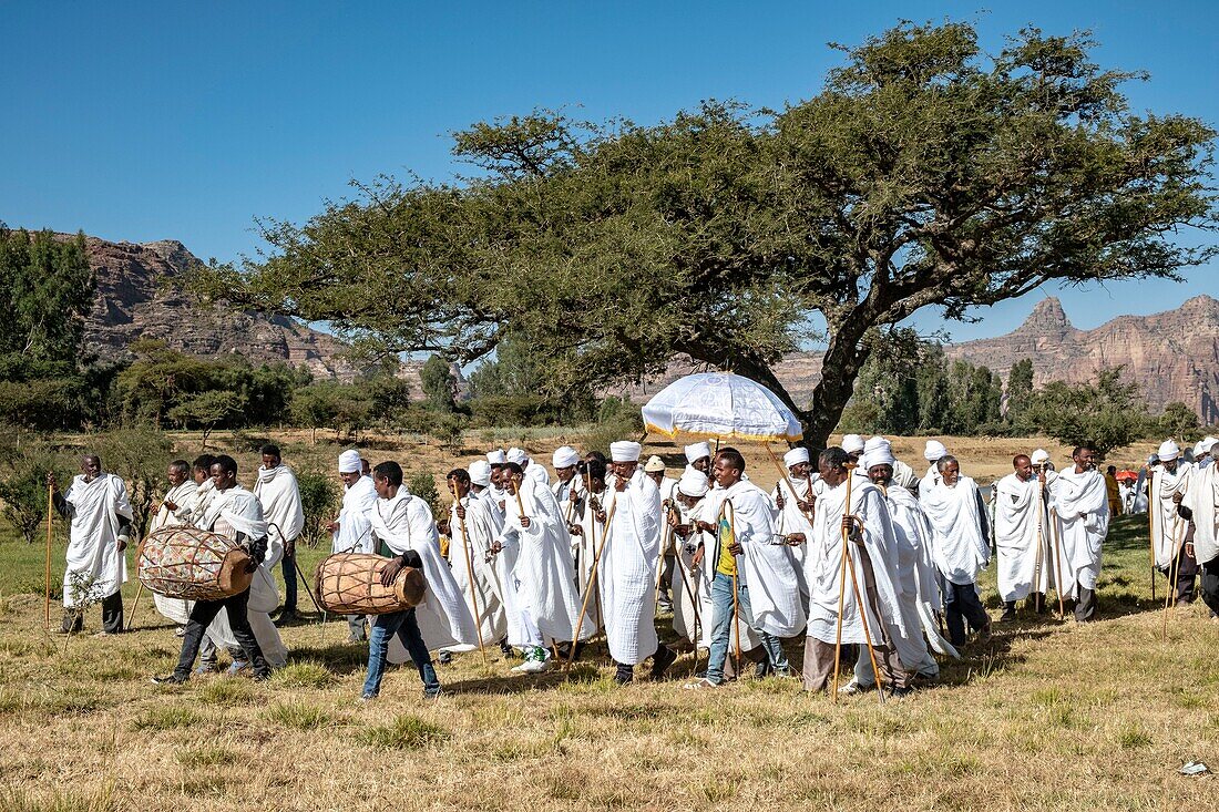 Äthiopien, Regionalstaat Tigray, Gheralta-Gebirge, Timkat-Fest 19. Januar 2019