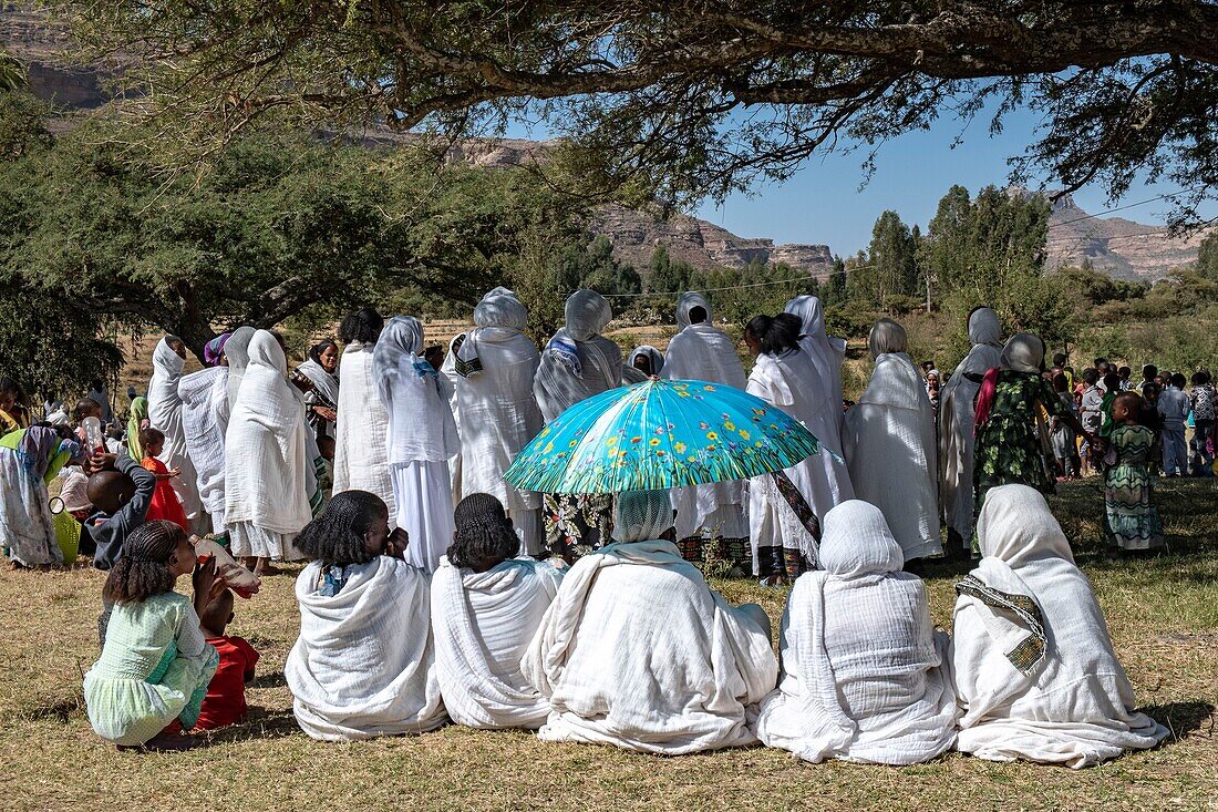 Äthiopien, Regionalstaat Tigray, Gheralta-Gebirge, Timkat-Fest 19. Januar 2019