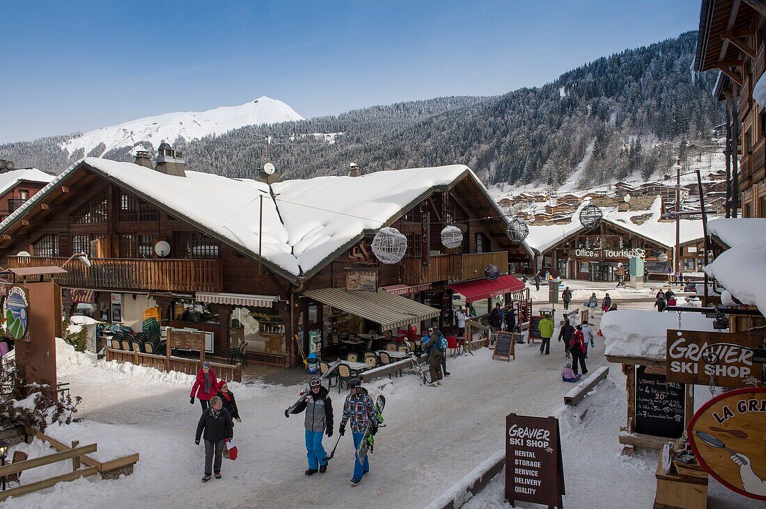 France, high Savoy, massive Chablais the doors of the sun Morzine the street of Taille de Mas du Pléney ant the mountain of Nantaux