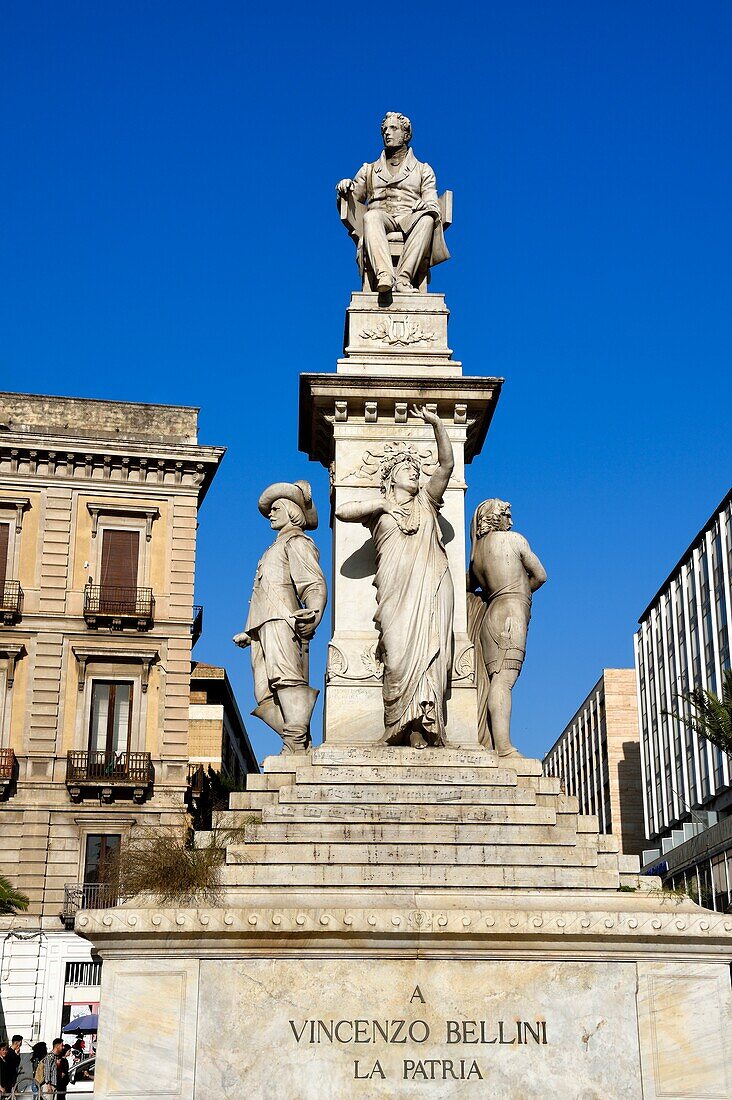 Italien, Sizilien, Catania, Barockstadt auf der Liste des UNESCO-Welterbes, Denkmal für Vincenzo Bellini auf der Piazza Stesicoro