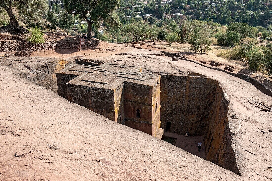 Äthiopien, Amhara-Region, Lalibela, Monolithische Kirche Bet Giorgis, von der UNESCO zum Weltkulturerbe erklärt