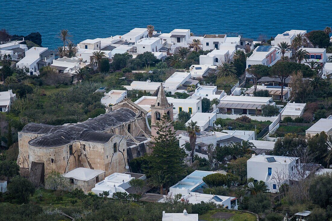 Italy, Sicily, Eolian Islands, Tyrrhenian sea, Stromboli volcano, San Vincenzo, old abandoned church