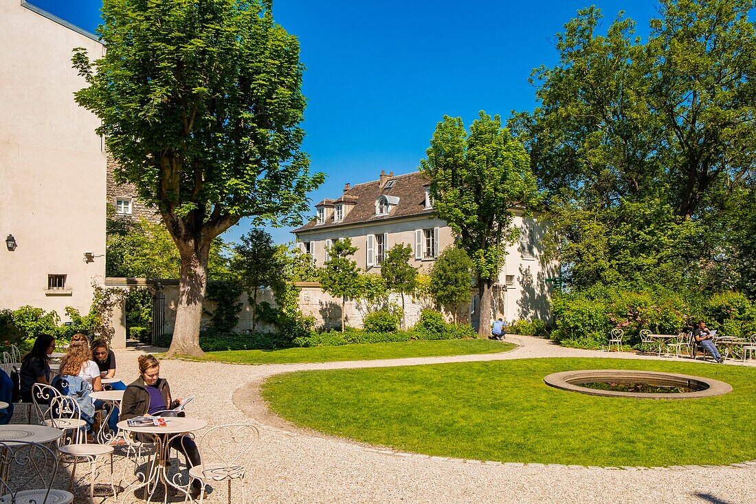 France, Paris, the museum of Montmartre in the buildings of the hotel Demarne and the house of Bel Air, the inner garden