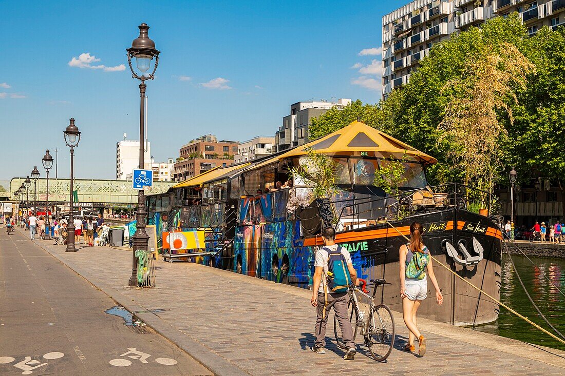 France, Paris, quai de l'Oise, Ourcq canal