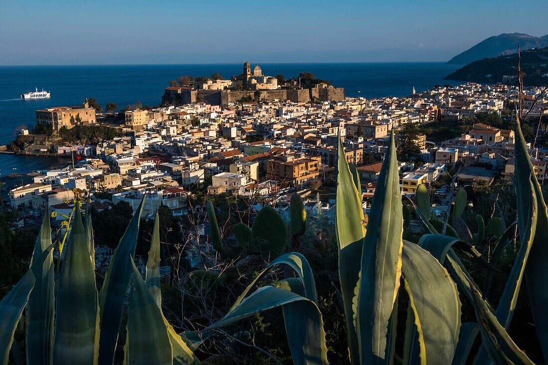 Italy, Sicily, Eolian Islands listed as World Heritage by UNESCO, Lipari, cathedral of San Bartolomé, from the 18th century, on the acropolis dominating the village, in the heart of the citadel