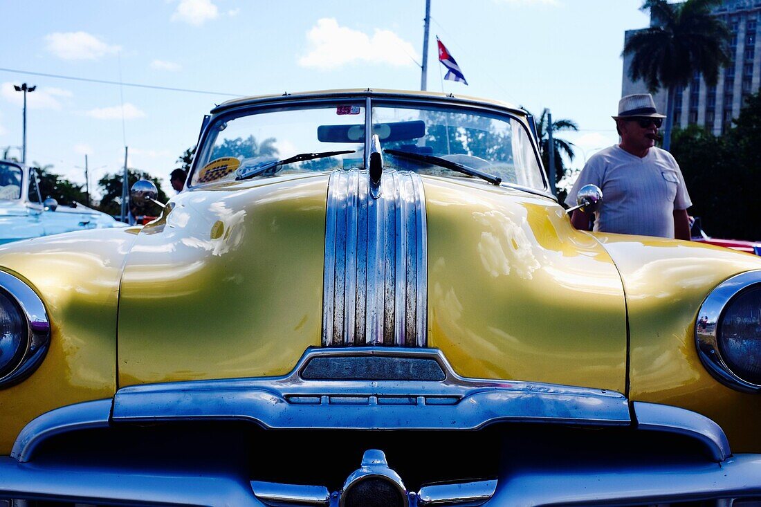 Cuba, Havana, american car on the Revolution Square