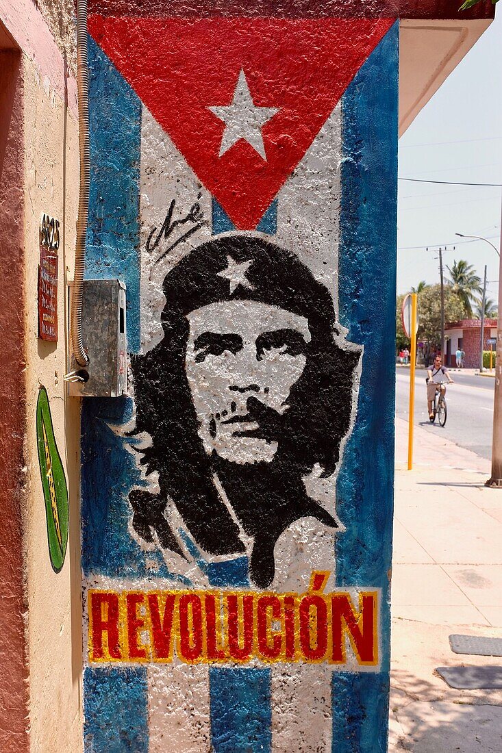 Kuba, Provinz Matanzas, Varadero, Fresko von Che Guevara