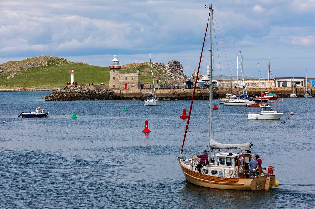 Ireland, Fingal County, Northern Dublin Suburbs, Howth, Fishing and Yachting Harbor and Howth Lighthouse