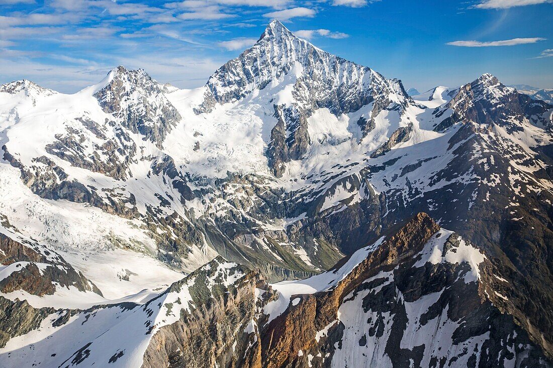 Switzerland, canton of Valais, Weisshorn (4505m) (aerial view)