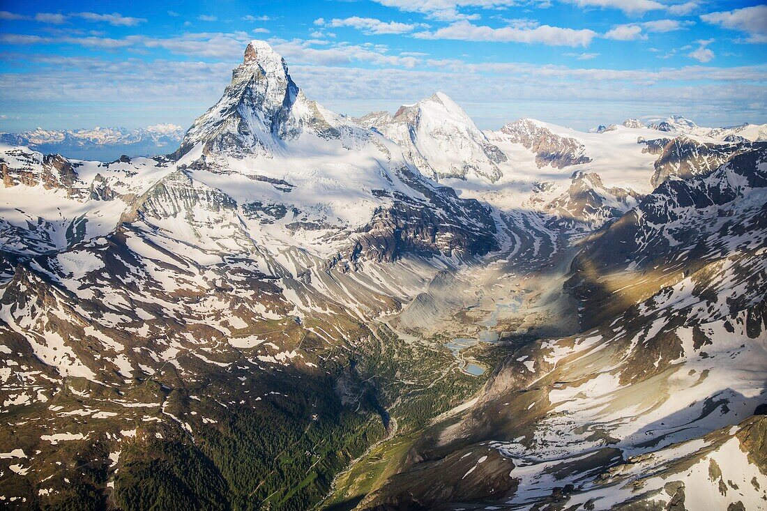 Switzerland, canton of Valais, Zermatt, (Matterhorn) (4478m) (aerial view)