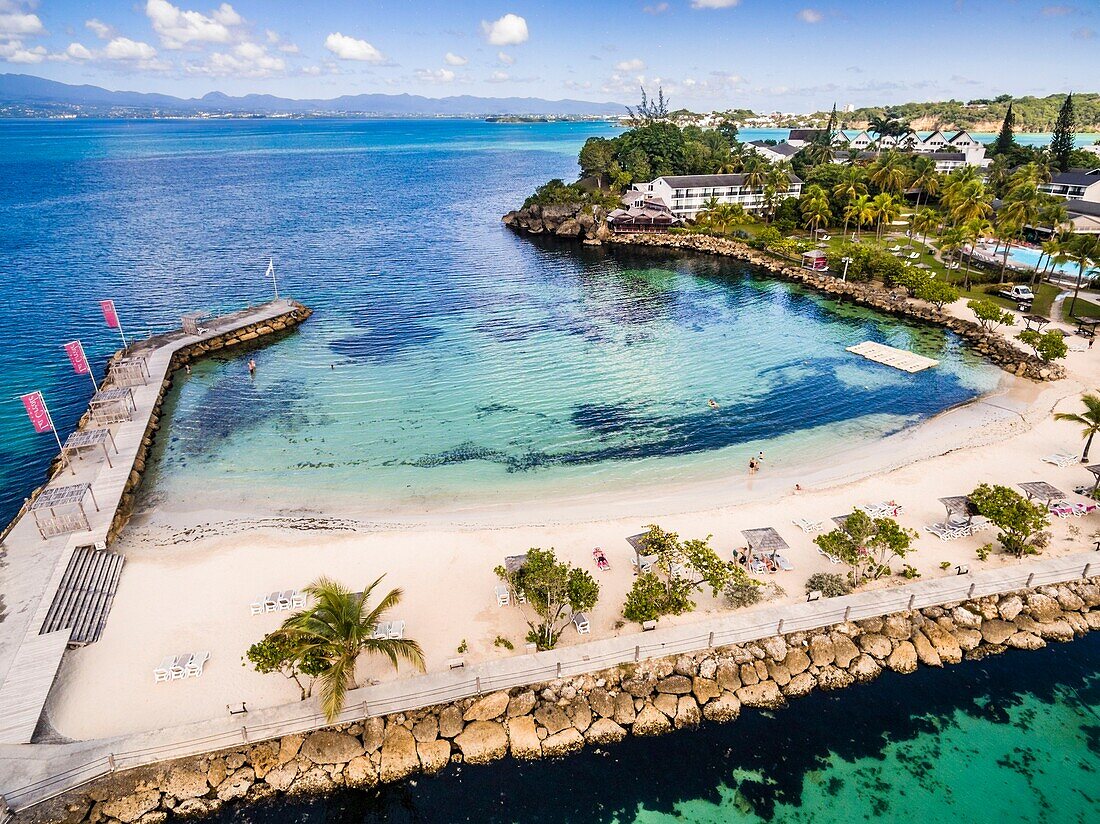 France, Caribbean, Lesser Antilles, Guadeloupe, Grande-Terre, Le Gosier, Creole Beach hotel (aerial view)